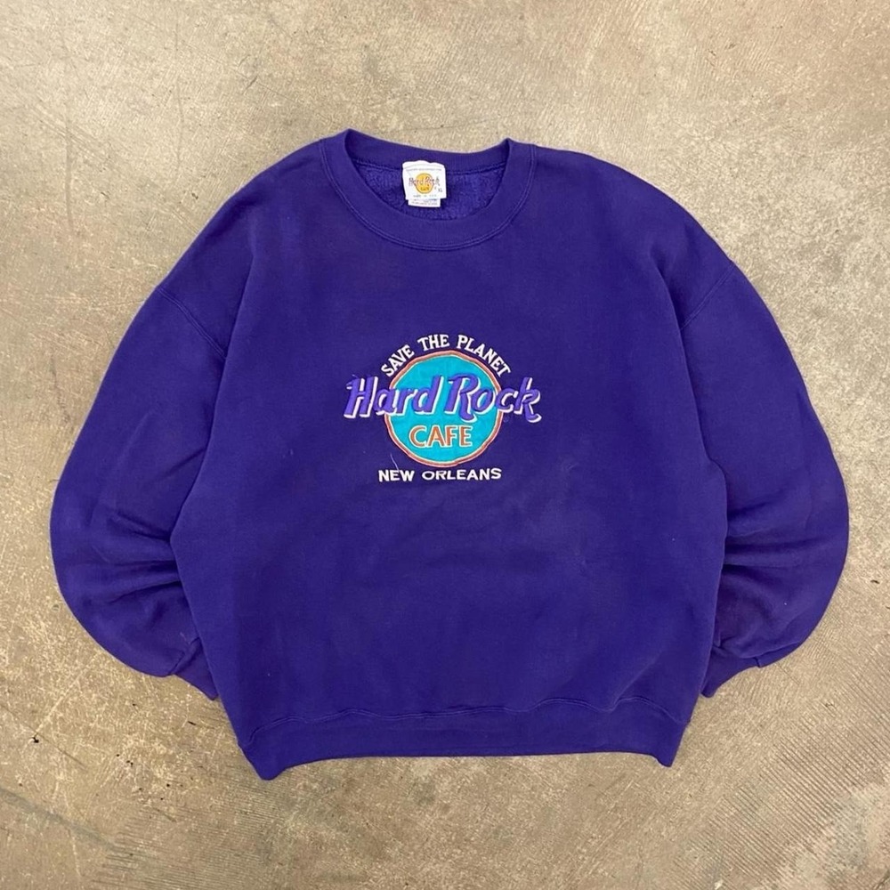 Vintage Hard Rock Cafe New Orleans 90s Purple Sweatshirt Crewneck Size XL